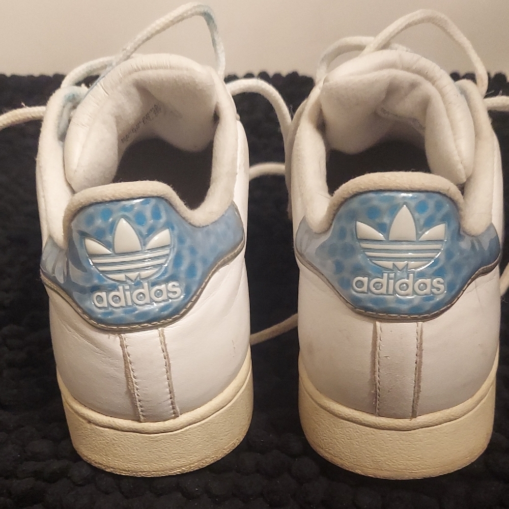 Adidas White and Blue Retro Sneakers